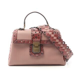 Bottega Veneta Piazza leather handbag pink burgundy